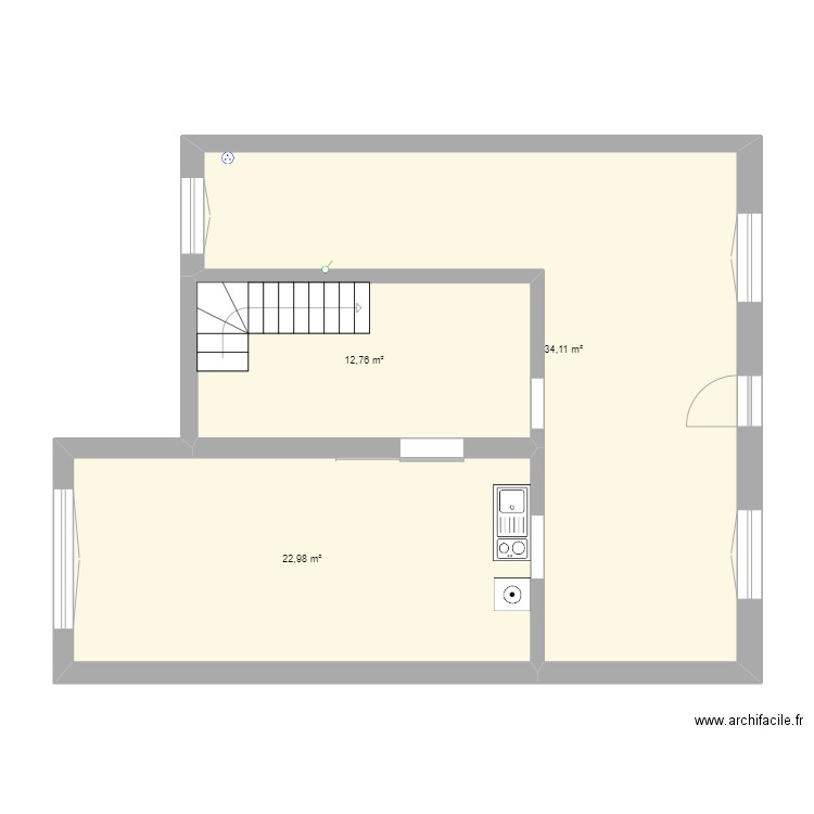 Sous sol Electricité. Plan de 3 pièces et 70 m2