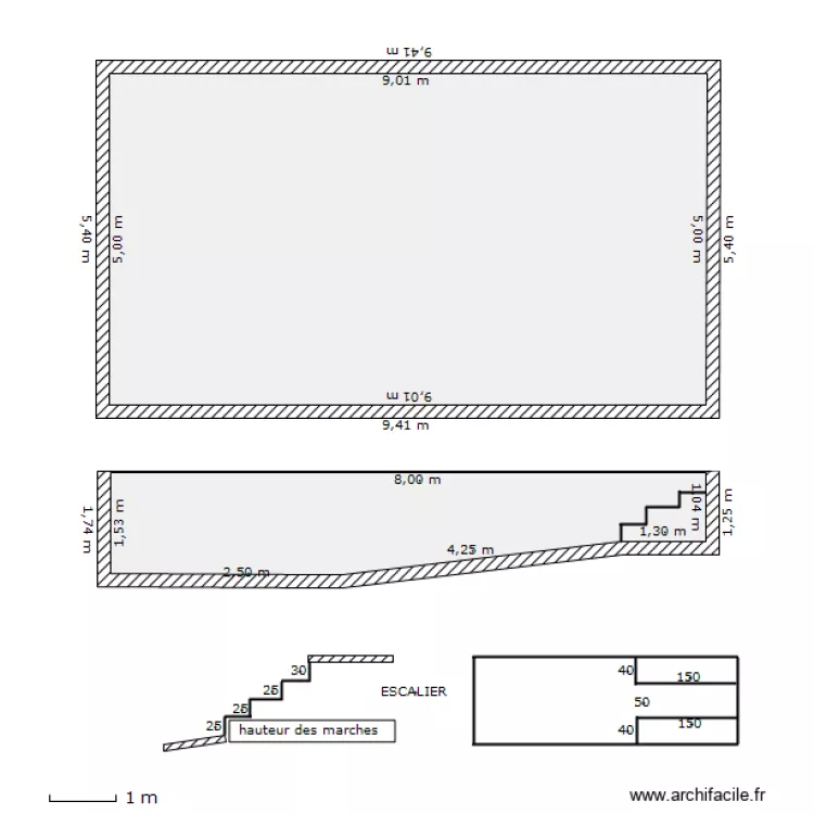 piscine 9x5. Plan de 
