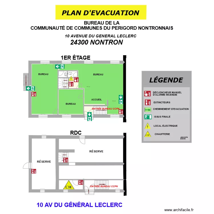 ANCIEN BUREAU CCPN  EVACUATION. Plan de 