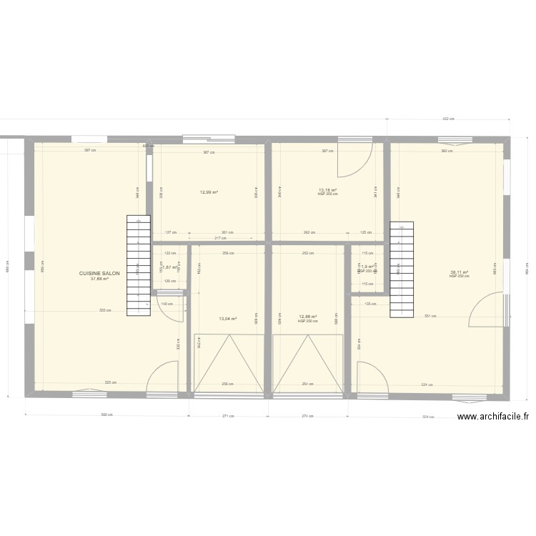 MESURE HANGAR PLAN DE BASE RDC. Plan de 8 pièces et 132 m2