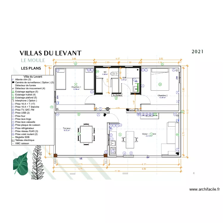 VILLA DU LEVANT  LE MOULE (7). Plan de 