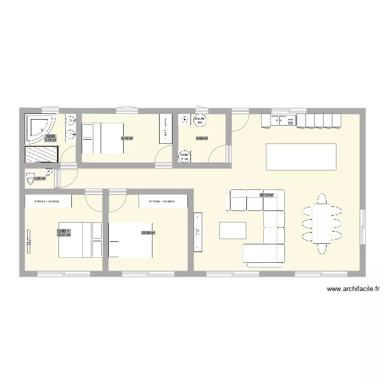 maison id&eacute;al . Plan de 