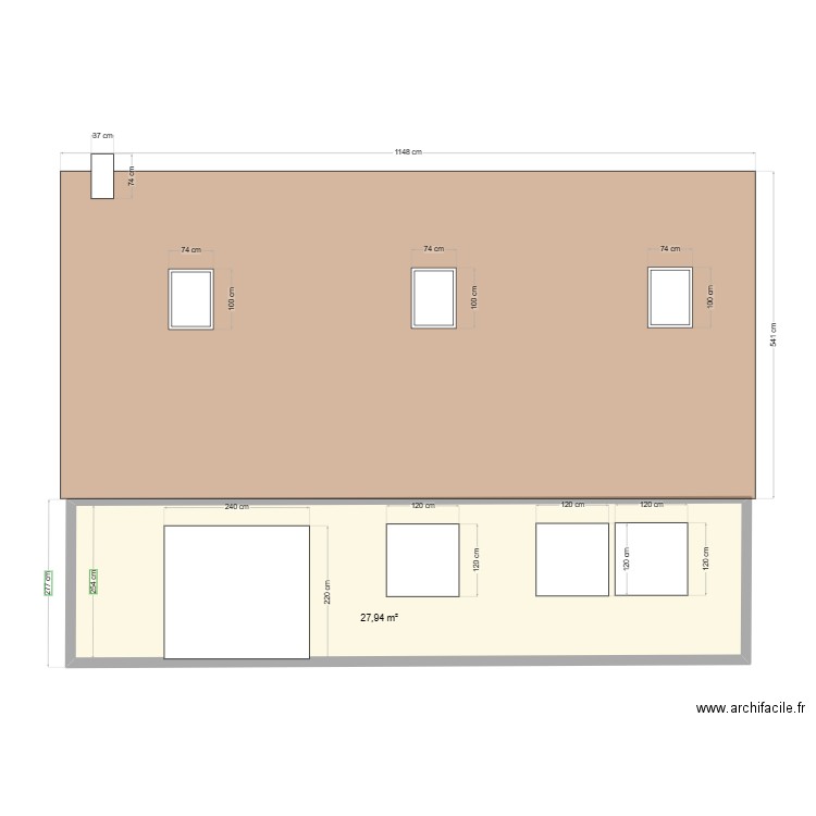 Chne Maison vs3. Plan de 1 pièce et 28 m2