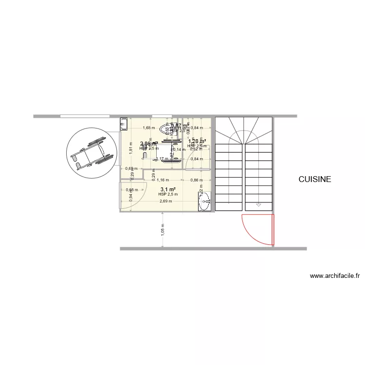 SANITAIRE AU VINTAGE. Plan de 