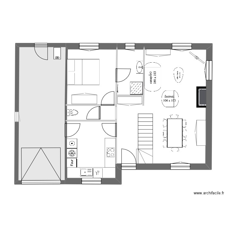 Grèbes 27 - RdC - R. Plan de 5 pièces et 85 m2
