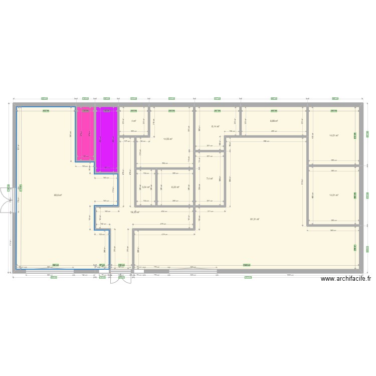 Plan MC Cergy. Plan de 14 pièces et 253 m2