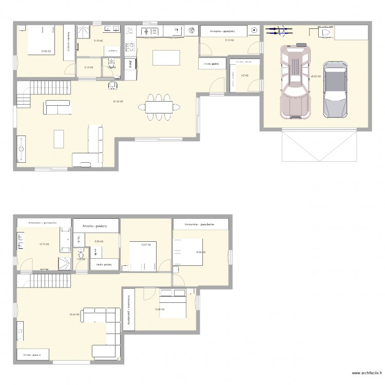 maison blancs. Plan de 0 pièce et 0 m2