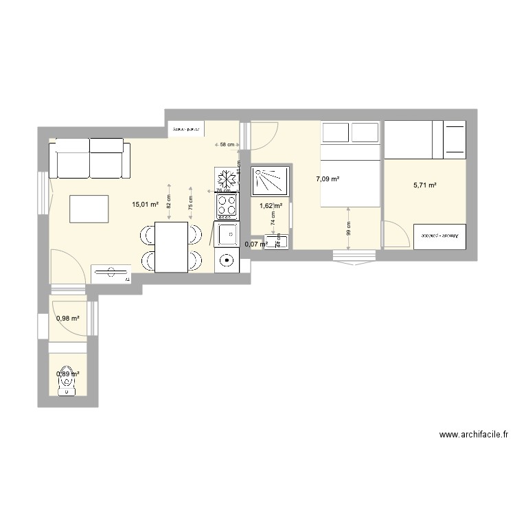 junot. Plan de 7 pièces et 31 m2