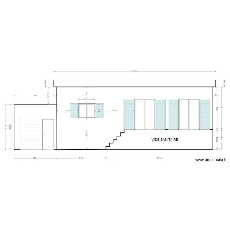 FACADE SUD EXISTANTE. Plan de 
