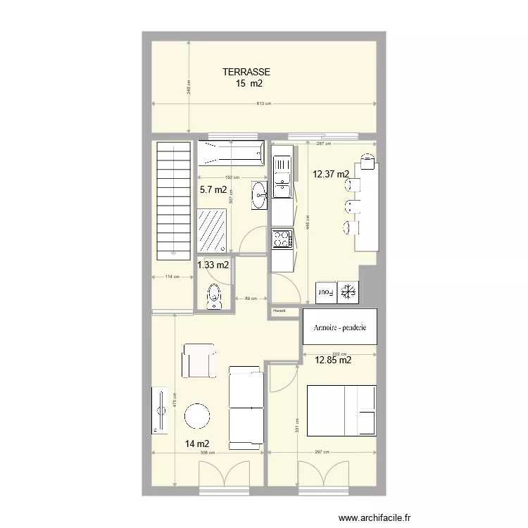 Maison 2 &eacute;me &eacute;tage version 2. Plan de 