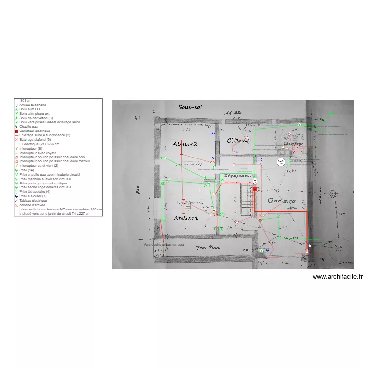 1964 sous sols electricit&eacute;. Plan de 