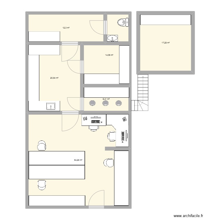 plan du labo . Plan de 6 pièces et 125 m2