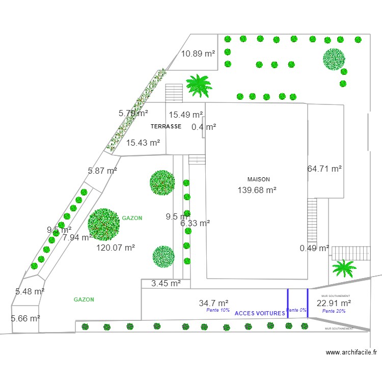 Mon extérieur sans côtes. Plan de 19 pièces et 484 m2