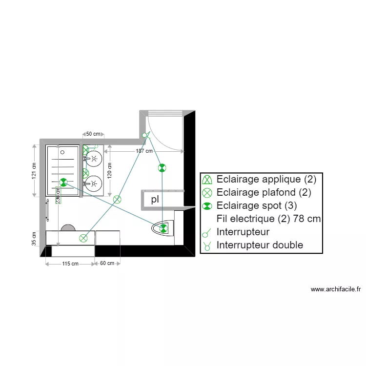 SDB version 1 plan éléctrique. Plan de SDB version 1 plan éléctrique. Plan de