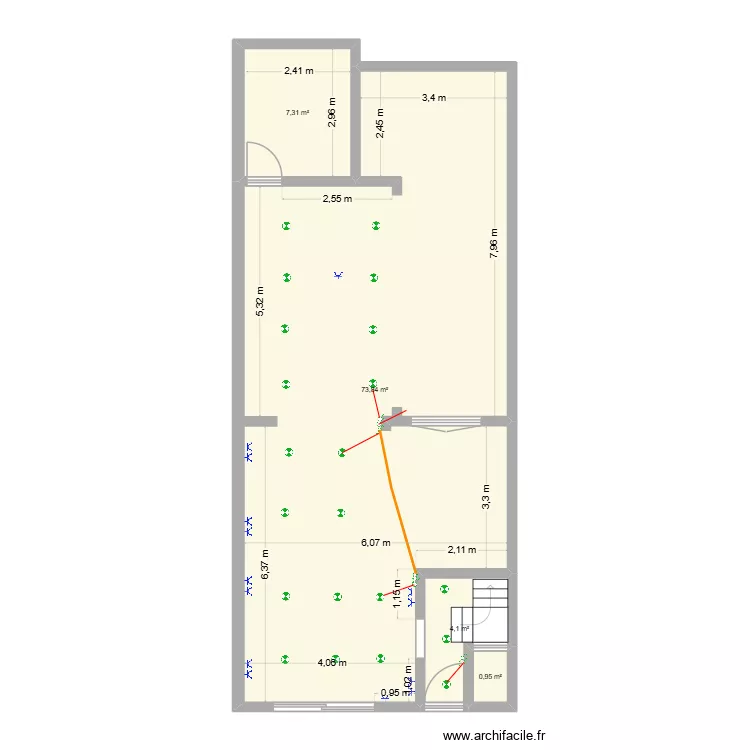 Maison rez de chauss&eacute;e (El&eacute;ctricit&eacute;). Plan de 4  et 86 m²