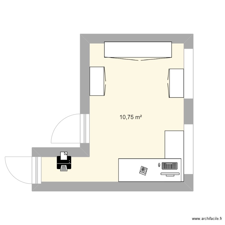 Bureau Ingrid. Plan de 1 pièce et 11 m2