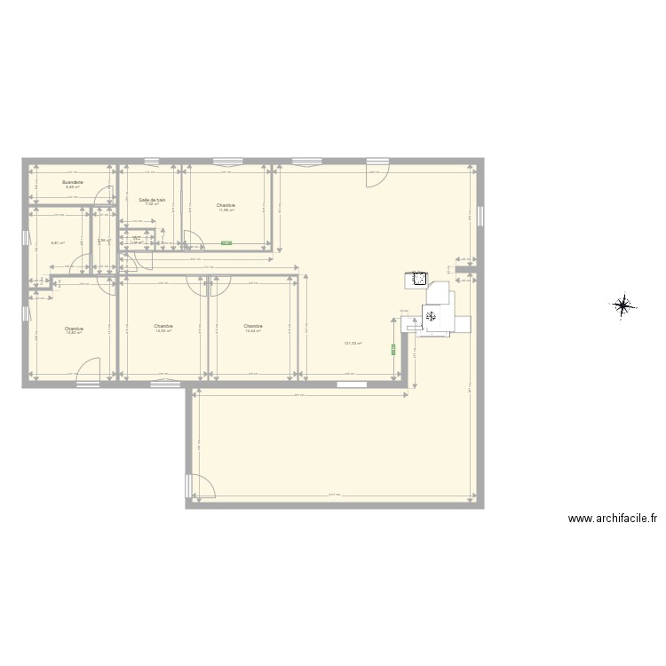 PLAN MAISON en L. Plan de 0 pièce et 0 m2