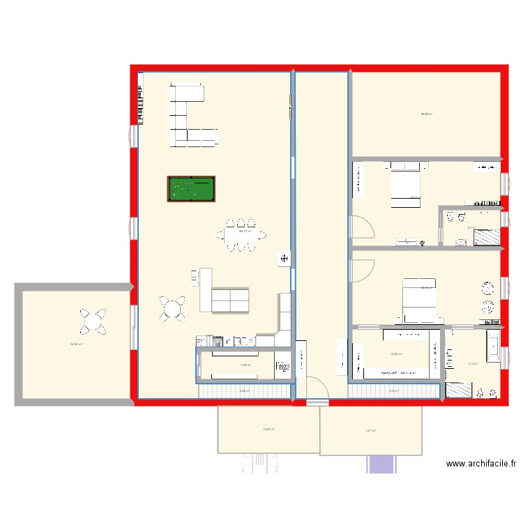 Villa 01. Plan de 24 pièces et 1113 m2