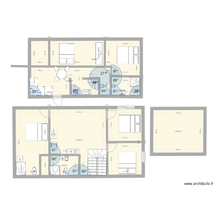 appart. Plan de 5 pièces et 130 m2