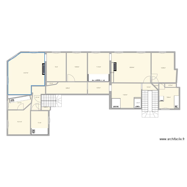Pacy-Mairie-Etage1-Appartement1. Plan de 0 pièce et 0 m2
