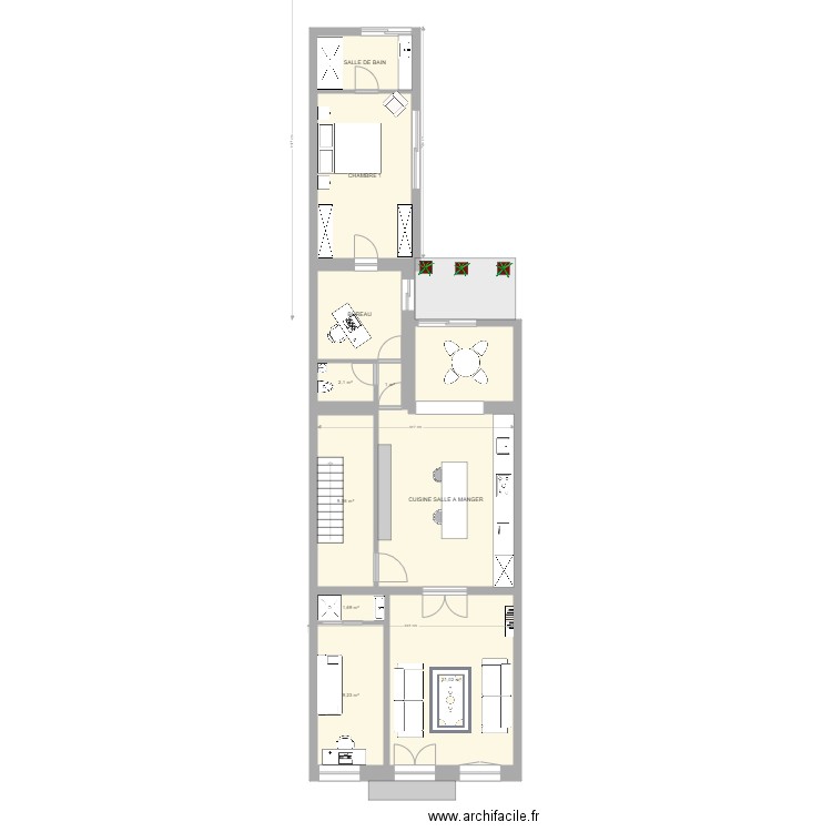 DEFACQ ETAGE 1 V2. Plan de 11 pièces et 103 m2