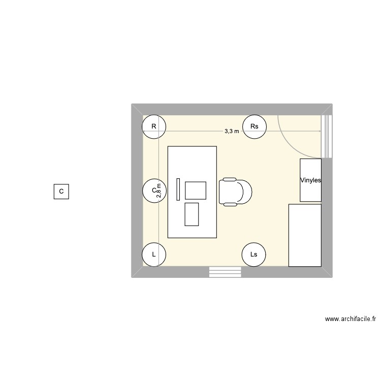 Studiio 9. Plan de 1 pièce et 9 m2