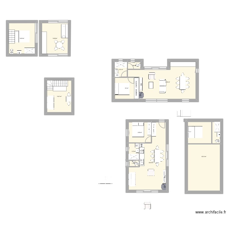 les plantiers 1 chambre. Plan de 12 pièces et 178 m2