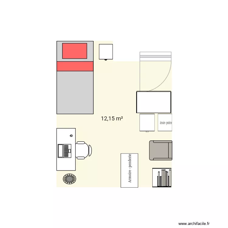 Chambre matteo2. Plan de 1  et 12 m²