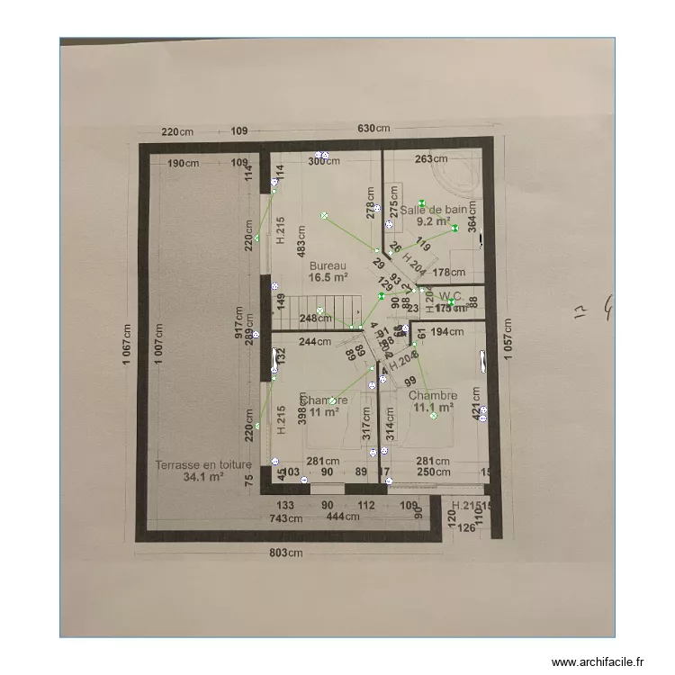 etage ossature bois. Plan de 