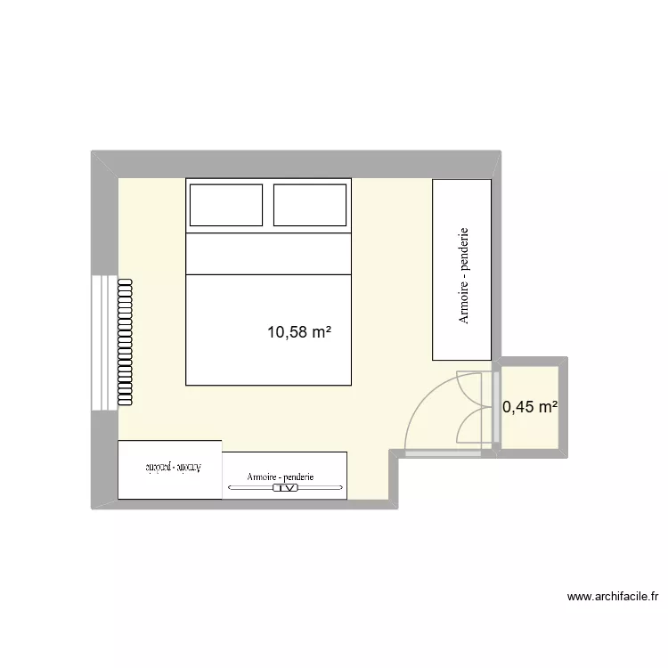 Chambre parentsV2. Plan de 2 pièces et 11 m²