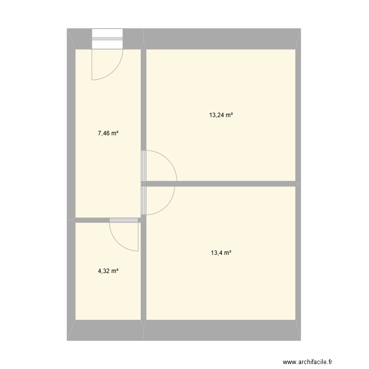 s128 base. Plan de 4 pièces et 38 m2