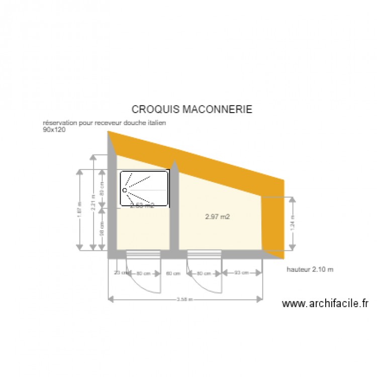 CROQUIS MACONNERIE LOCAL TECHNIQUE. Plan de 0 pièce et 0 m2