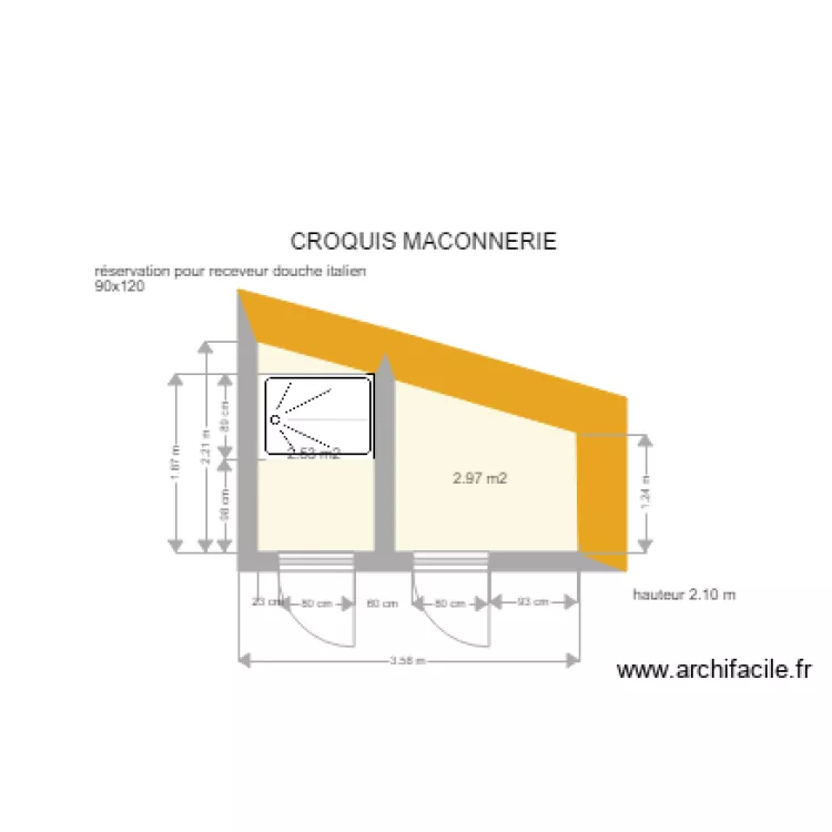 CROQUIS MACONNERIE LOCAL TECHNIQUE. Plan de 