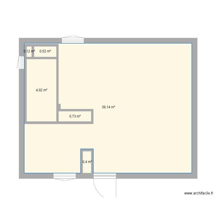 etage. Plan de 6 pièces et 52 m2