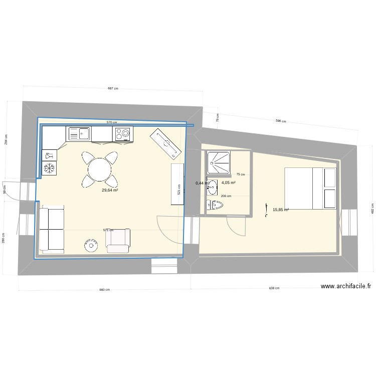 maison christophe et Marylene. Plan de 4 pièces et 50 m2