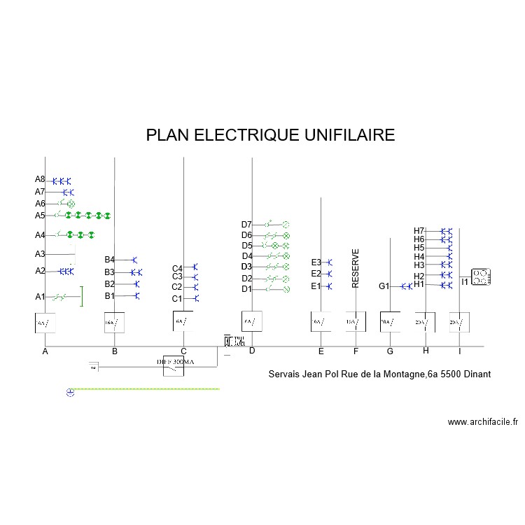 PLAN ELECTRIQUE UNIFILAIRE. Plan de 0 pièce et 0 m2