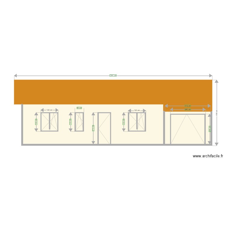 plan de façade Sud Hourtin. Plan de 0 pièce et 0 m2