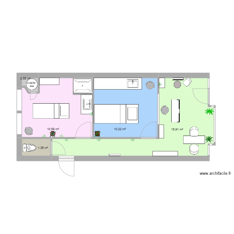 le square des sens 2. Plan de 5 pièces et 39 m2