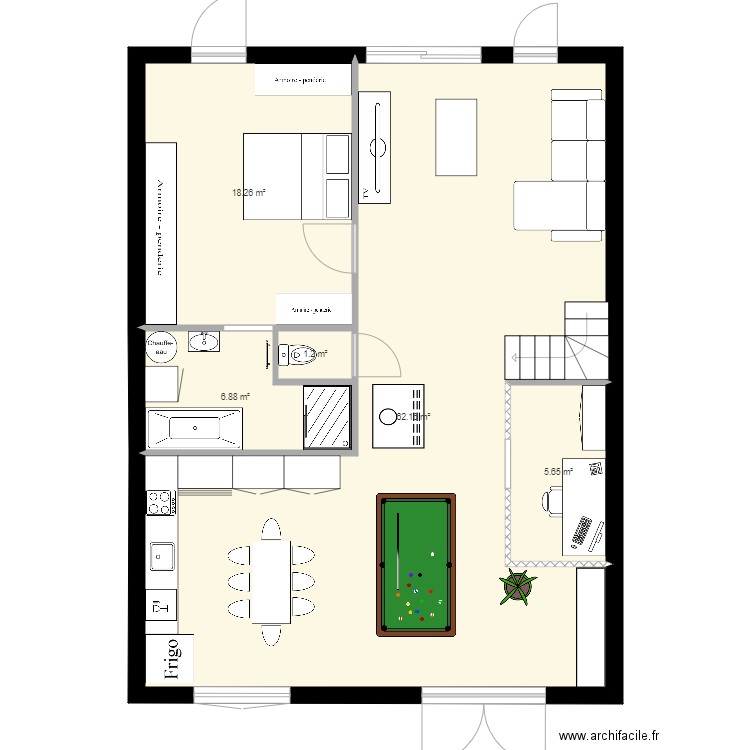 maison 1d. Plan de 0 pièce et 0 m2