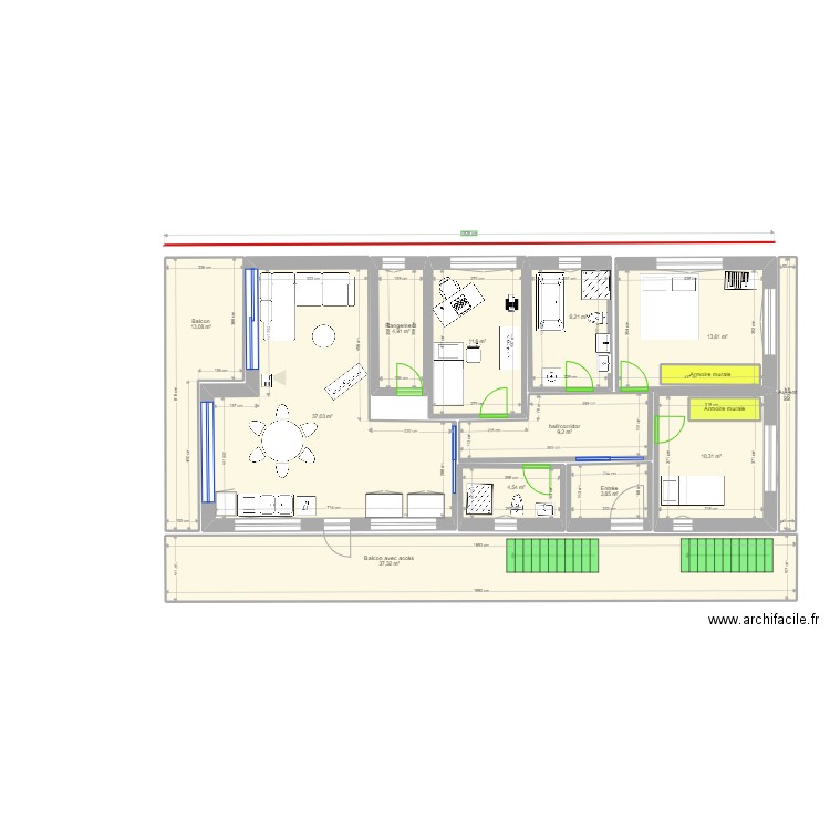 Plan Stöckli SaVaCa 2ème étage automatique. Plan de 44 pièces et 601 m2