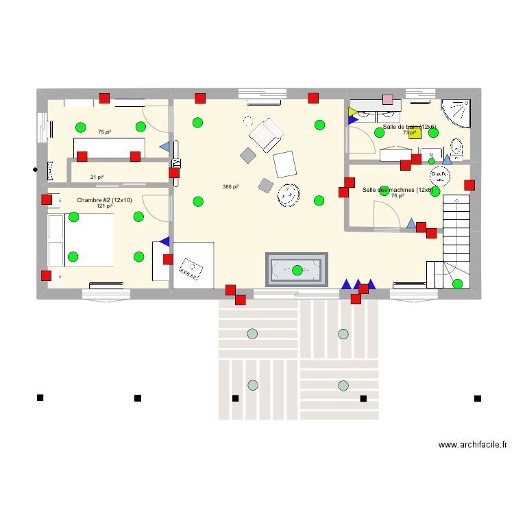 Sous-sol (plan 2). Plan de 6 pièces et 70 m2