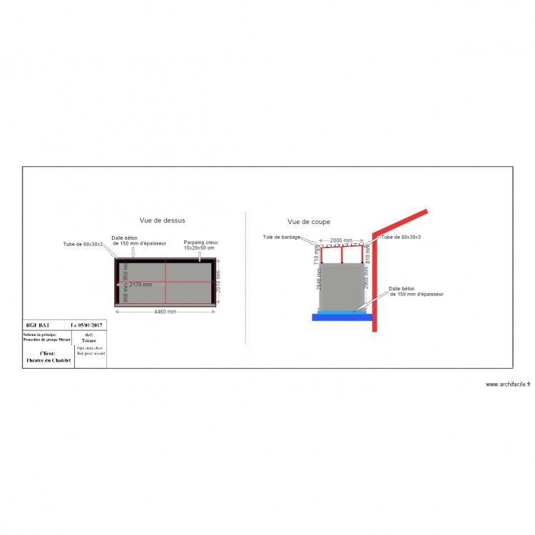 Théatre de Chatelet. Plan de 0 pièce et 0 m2