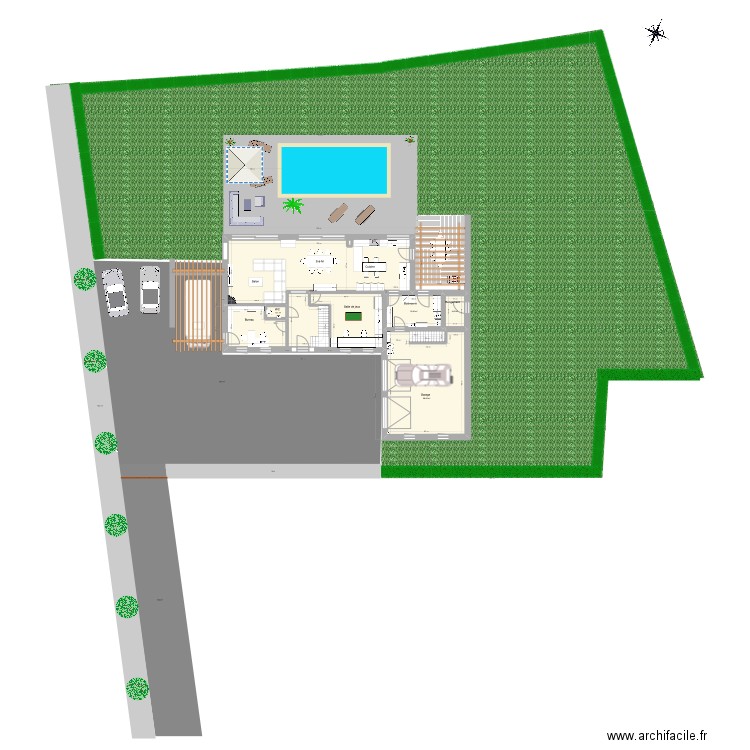 Rez maison Warsage. Plan de 5 pièces et 203 m2