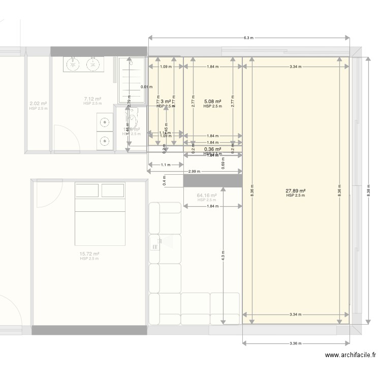 Plan extension salon 12 m. Plan de 0 pièce et 0 m2