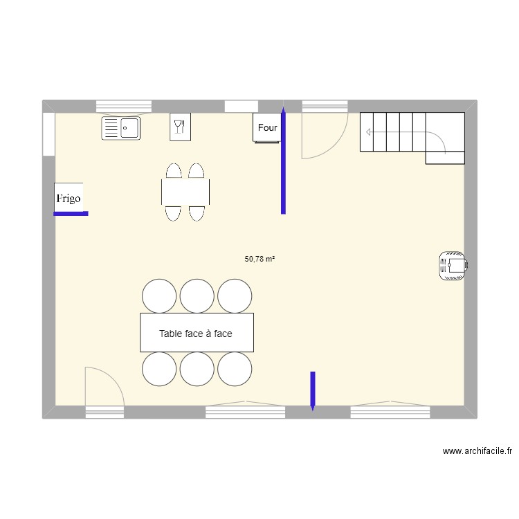 version future. Plan de 1 pièce et 51 m2