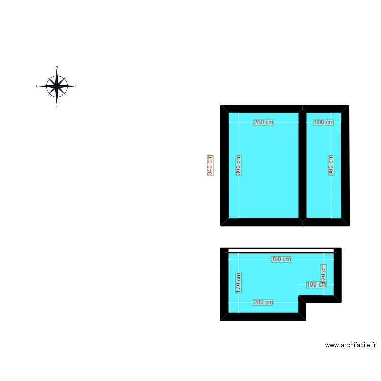 PLAN PISCINE 300X300. Plan de 4 pièces et 14 m2