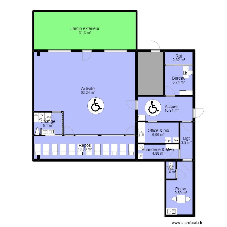 91 MONTGERON Existant from PROJET 3 PMI 13 Mercure V3 090622 Arl. Plan de 13 pièces et 174 m2