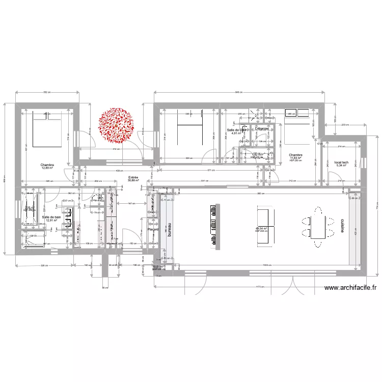 PLAN-25JUIN-WC avec PASSAGE -reduc local tech134m2. Plan de 