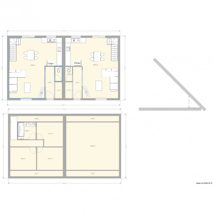 projet maison mitoyenne. Plan de 0 pièce et 0 m2