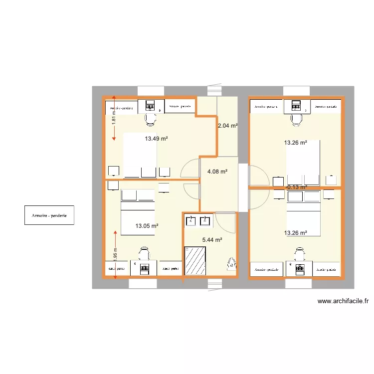 ETAGE INTERIEUR ESSAI 1 4 chambres. Plan de 